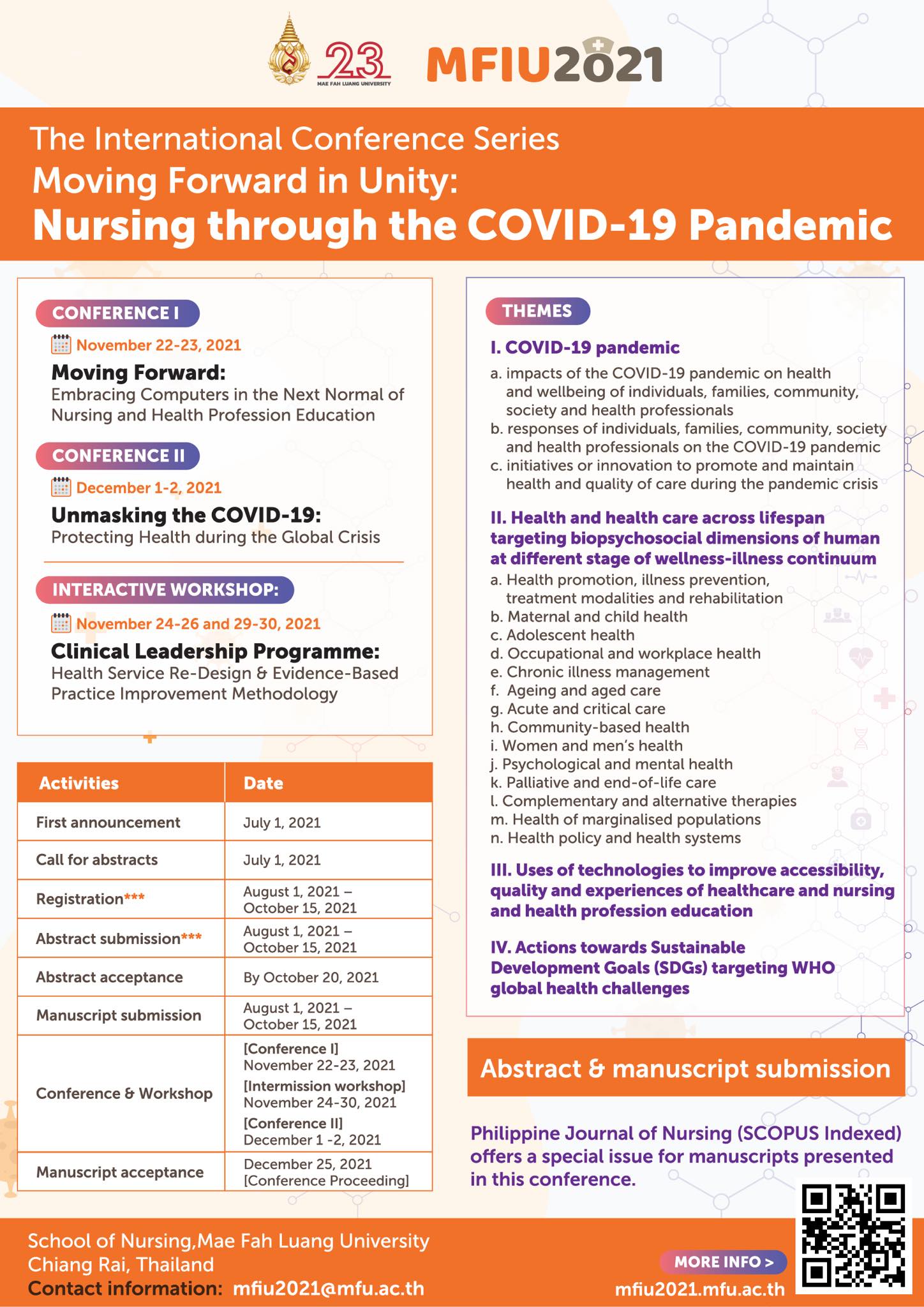 สนว.พยาบาลศาสตร์จัดประชุมวิชาการนานาชาติ “Moving Forward in Unity: Nursing through the COVID-19 Pandemic” เชิญชวนเข้าฟังฟรี