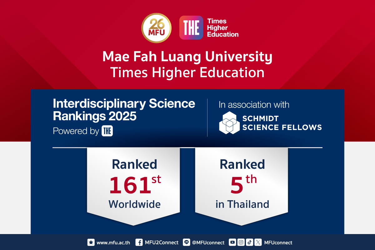 มฟล. ได้รับการจัดอันดับจาก THE: Interdisciplinary Science Rankings 2025 ได้ที่ 161 ร่วมของโลก และเป็นอันดับที่ 5 ของไทย