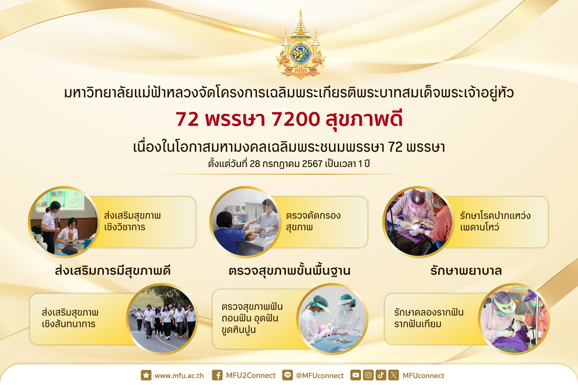 มฟล. จัดโครงการ “72 พรรษา 7200 สุขภาพดี” เฉลิมพระเกียรติพระบาทสมเด็จพระเจ้าอยู่หัว