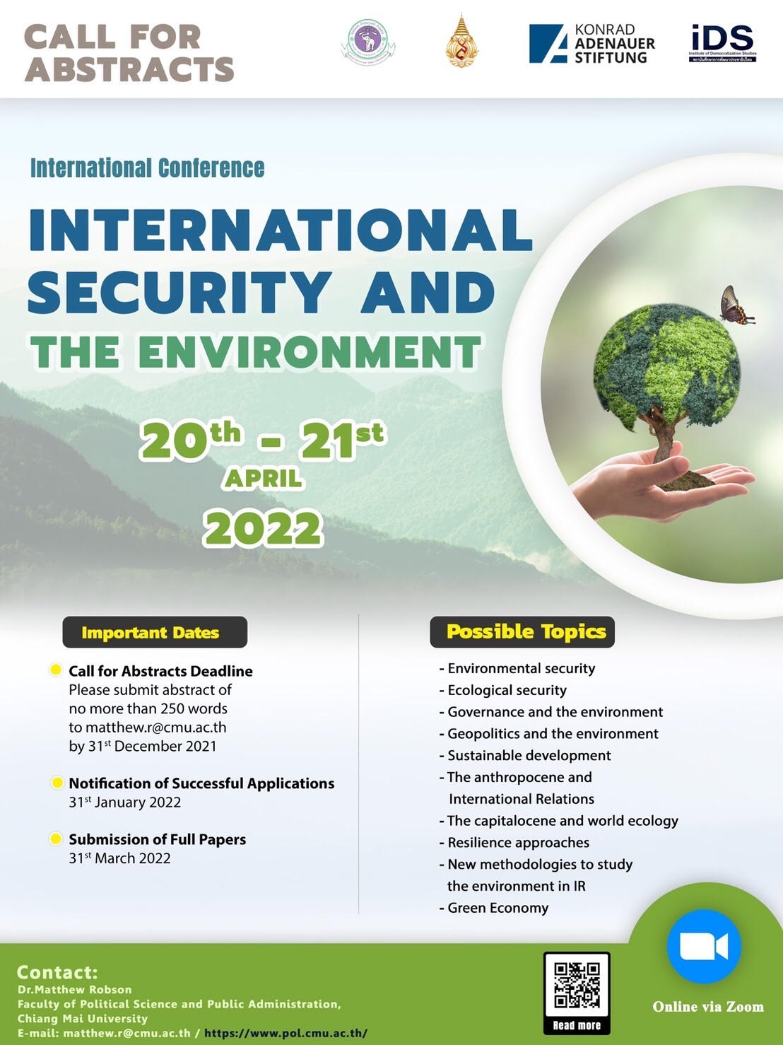 ขอเชิญส่ง บทคัดย่อและบทความ ในการประชุมวิชาการนานาชาติ International Security and the Environment