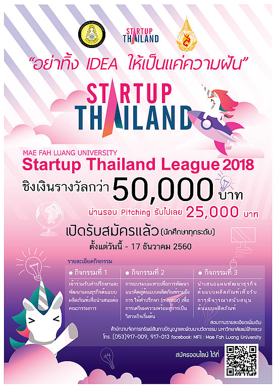 MFii เปิดรับสมัครนักศึกษาที่มีไอเดียดี ความคิดเด็ดเข้าร่วมแข่งขัน Startup Thailand League 2018  